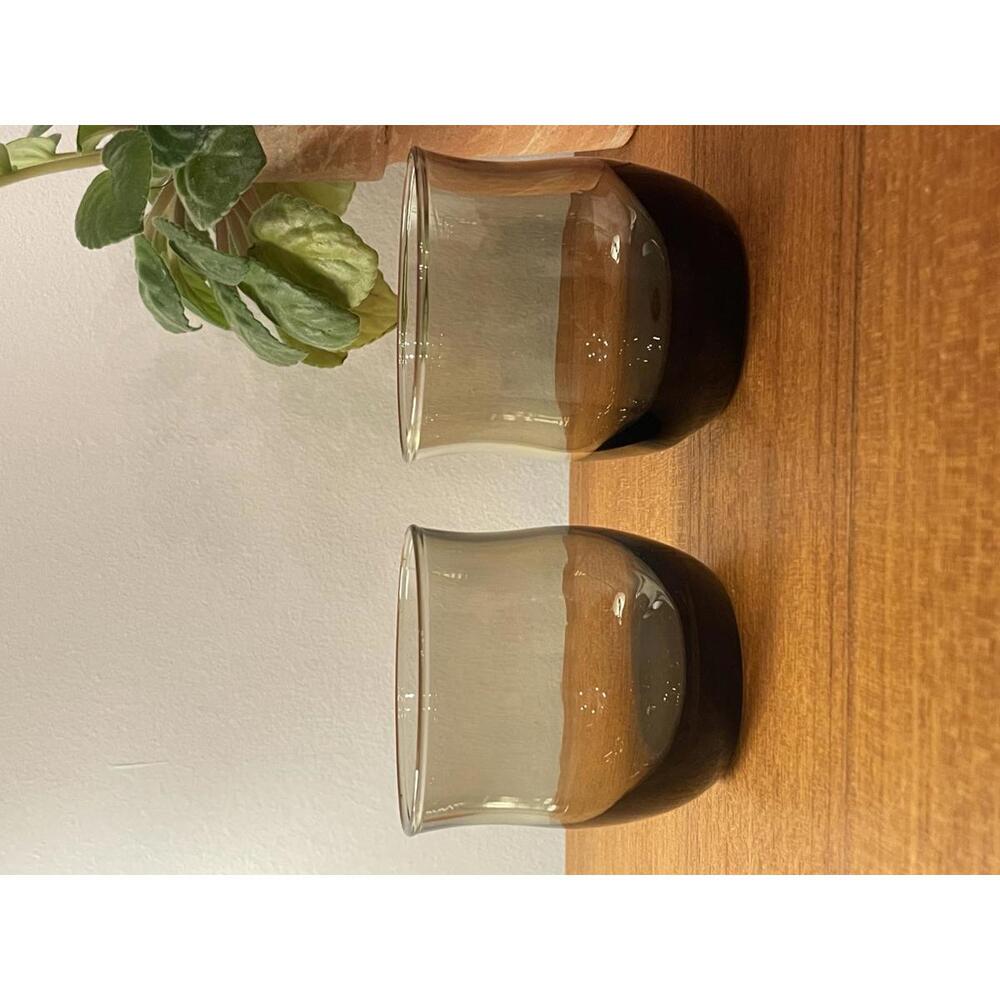 Vintage Smoke Tumblers Pair - Attributed Dominion Glass Canada Mid Century 8cm